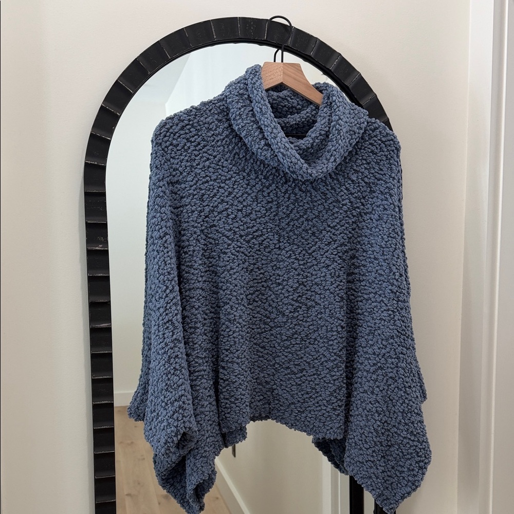 Hippie Rose Blue Poncho Sweater